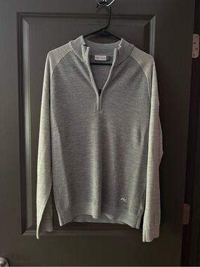 Men's Quarter-Zip Pullover Sweater by KJUS in Light Gray